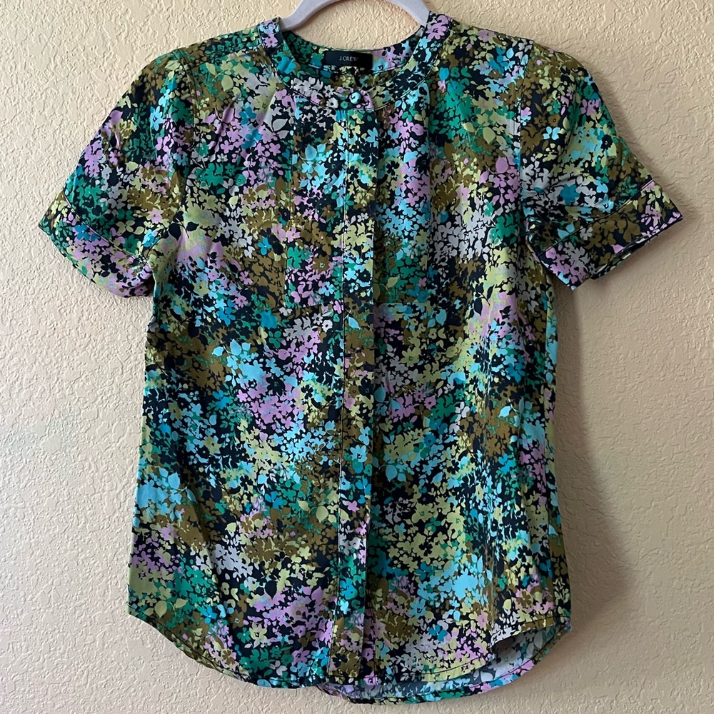 J.crew floral silk shirt XXS-XS